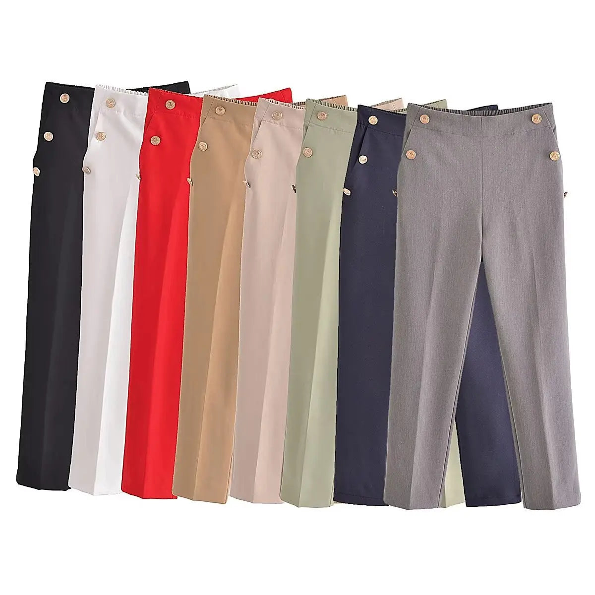 2024 Autumn New Women's All-match Pencil Pants Loose High Waist Button-trimmed Casual Pants
