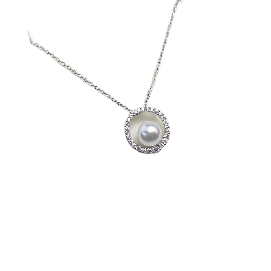 P1336 6-7mm DIY Natural  Freshwater Pearl Charm Pendant Necklace Accessory 925 Sterling Silver Jewelry for Women Without Chain