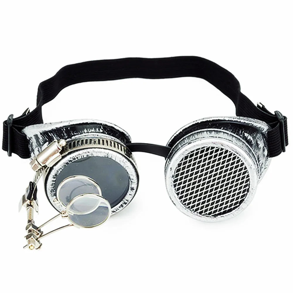 Custom Logo Wholesale Fashion Retro Men Women Party Punk Glasses Welding Round Steampunk Goggles With Magnifier