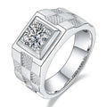 925 Sterling Silver Checkerboard Rhodium Plated Jewelry Solitaire Ring 1ct Vvs Moissanite Diamond Solitaireengagement Rings Men