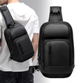 Custom logo Lightweight Small One Strap With USB Black Men's Bag Suitable Side Mens Sling Bag Crossbody Bag for 9.7 Inch iPad