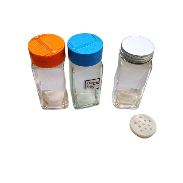 Empty Spice Pepper Shaker High Borosilicate Airtight Stackable 4oz 120ml Kitchen Glass Jar Dishwasher Safe Eco-Friendly