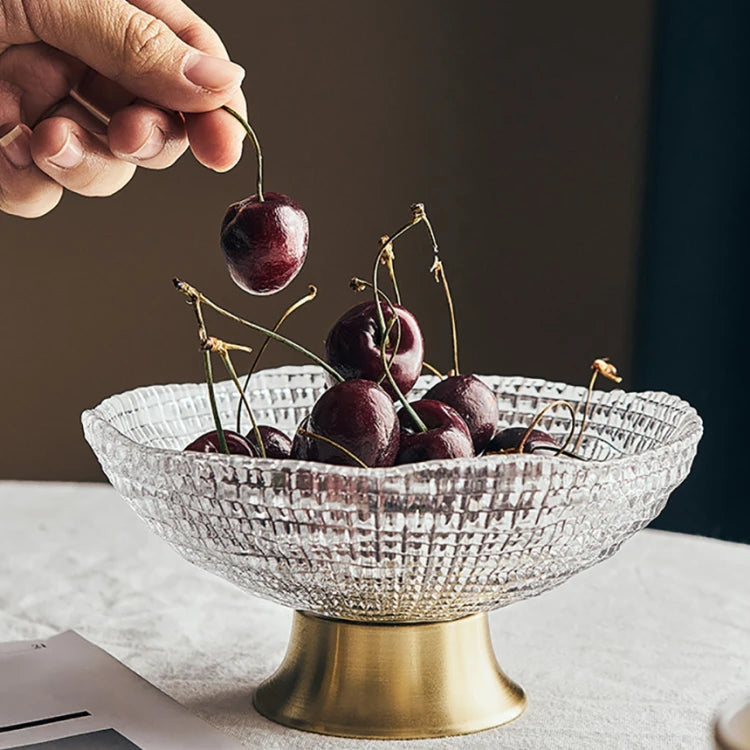 Luxury Modern Creative Living Room Table Decoration Ornaments Candy Fruit Larger Glass Plate Bowl