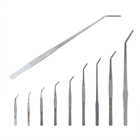 Stainless Steel Reptile Feeding Tweezers Straight Curved Silver/Black Aquarium Plants Tweezers Reptile Feeding Tongs