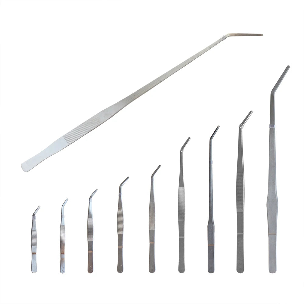 4.4 Inch to 18.8 Inch Curved Stainless Steel Aquarium Plants Tweezer Feeder Aquascaping Tool Reptile Feeding Tongs Tweezers