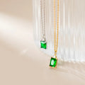 925 Sterling Silver Green Cubic Zircon Light Luxury Emerald Wedding Necklaces for Women