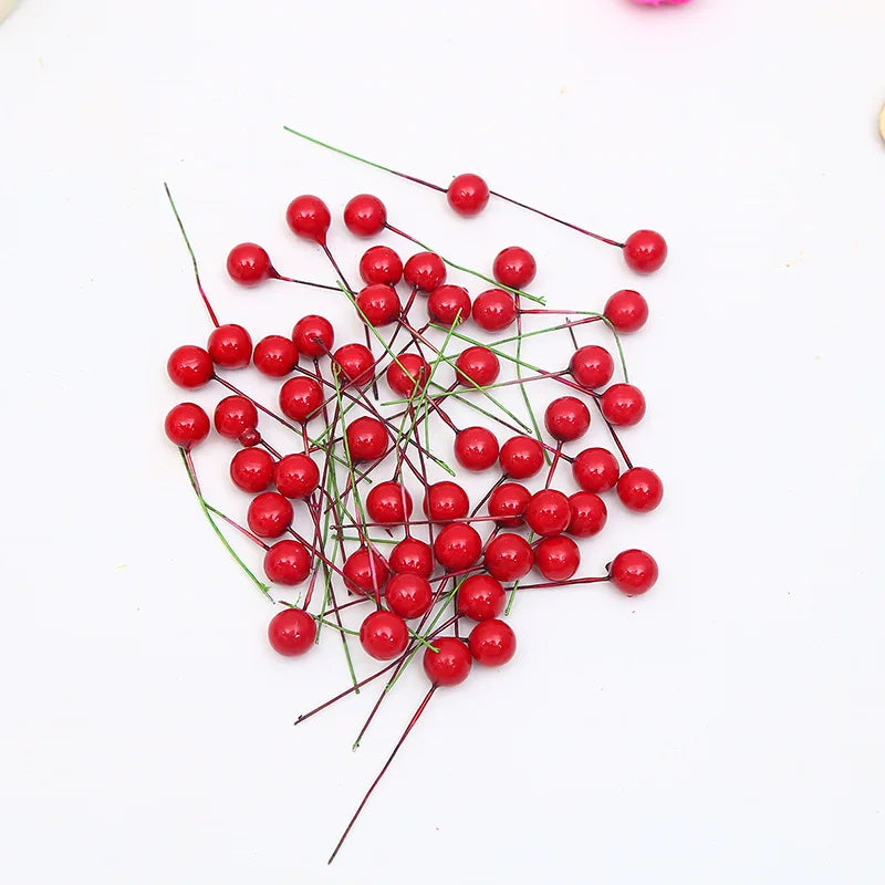 New Year Christmas Artificial Red Bean Berry Plant and Flower Ball Decorations for Tree Ornaments Party Wedding Decoration Sets