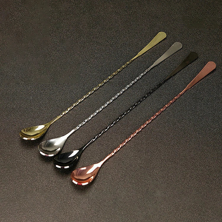 Smart Barware Long Tear Shape Cocktail Bar Mixing Stirrer Spoon 304 Stainless Steel Durable Metal Bartender Tool