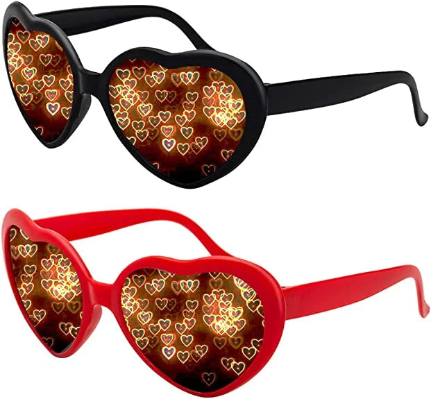 Hot Sale Love Heart Shape Sunglasses Watch the Lights Change to Heart Shape at Night Heart Effect Diffraction Glasses Special Le