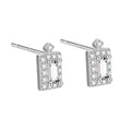 Factory Price 925 Sterling Silver Earrings Set Baguette CZ Square Geometric Crown Stud for Women Wholesale Fine Jewelry