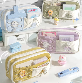 Large Pencil Case High Capacity Holder Box Storage Bag Mixed Color Dylon Material Marker Pouch Pen for Middle School Office