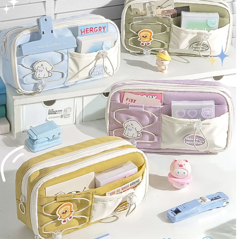 Large Pencil Case High Capacity Holder Box Storage Bag Mixed Color Dylon Material Marker Pouch Pen for Middle School Office