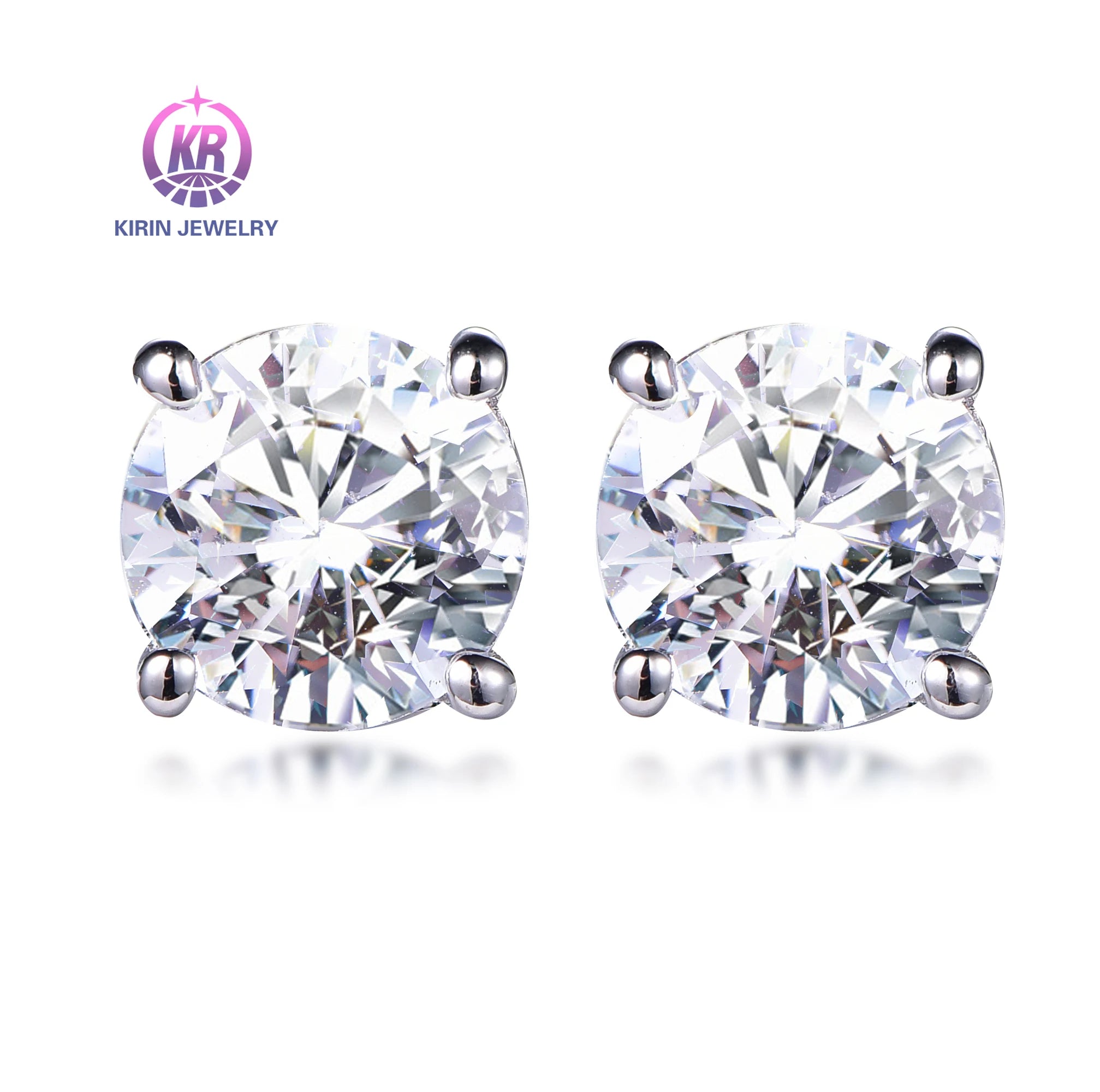 Kirin Jewelry Wholesale Zircon Crystal Flower Shaped Drop Earrings for Women Trendy Anniversary Style with Gold Rhodium Plating