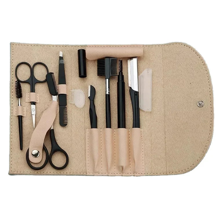 Wholesale Portable Grooming Trimming Kit Makeup Eyebrow Tweezers With Razor Comb Scissors