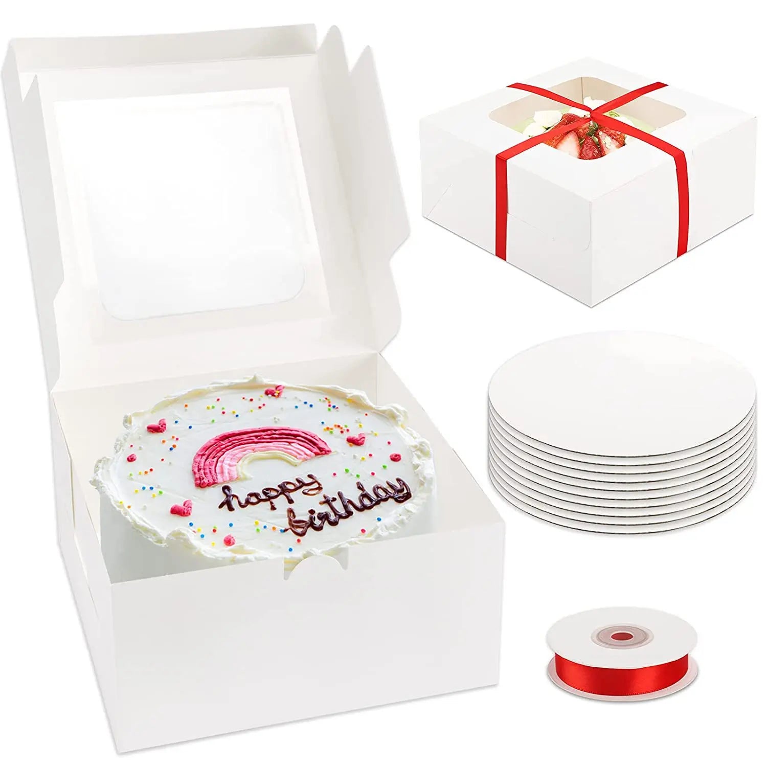 Manufacturer Custom Pastry Boxes Window Cake Dessert Packaging Box White Cardboard Cake Gift Box