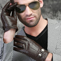 Fashion Plush Fleece Lining Thermal Sheepskin Leather Men Gloves