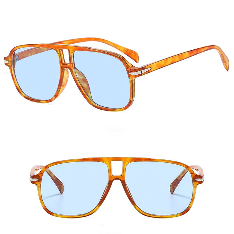 DL Unisex Acrylic Lenses PC Frame UV400 Sunglasses Double Beam Shaped Fashion Wholesale