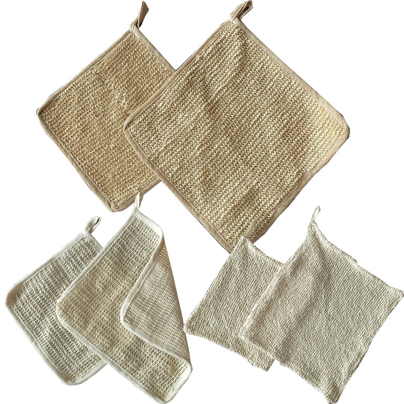 Promotional Customized Exfoliating Skin Scrub Towel Eco Natural Hemp Wash Cloth Bath Shower Scrubber for Face Body