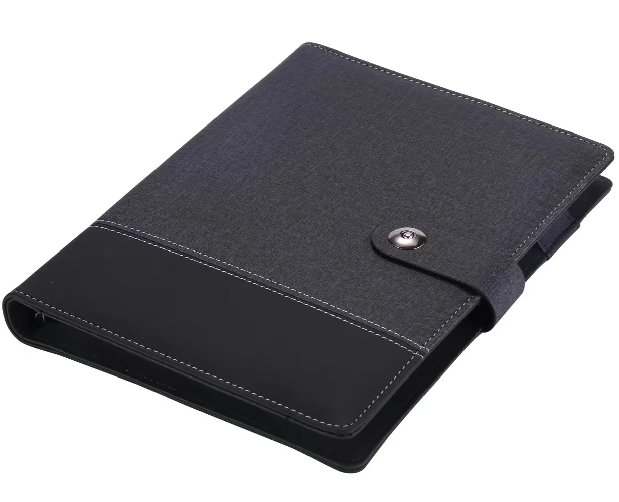 Customized Promotional A5 PU Leather Loose Leaf Paper Notebook Journal Planner Diary with Power Bank for Christmas Business Gift