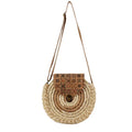 2024 Wholesale Fashion Women's Woven Paper Handmade Round Summer Beach Bag Natural Bohemian Style Dual Handles Letter Decoration