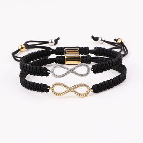 Classic Design CZ Pave Infinity Charm Crod Braided Custom Macrame Bracelet JBS12540