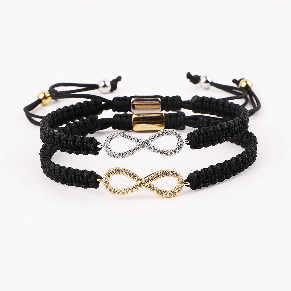 Classic Design CZ Pave Infinity Charm Crod Braided Custom Macrame Bracelet JBS12540