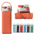 Factory Wholesale Food Grade Silicone Collapsible Sports Water Bottle 600ml Leak-proof Lid BPA Free Eco-Friendly Straw Cap