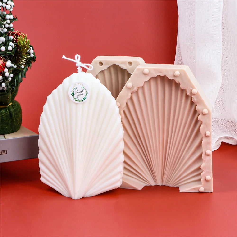 B-3378 Scallop Aromatherapy Candle Mousse Cake Mold DIY Candle Making Tool 3D Scallop Shape Silicone Candle Mold