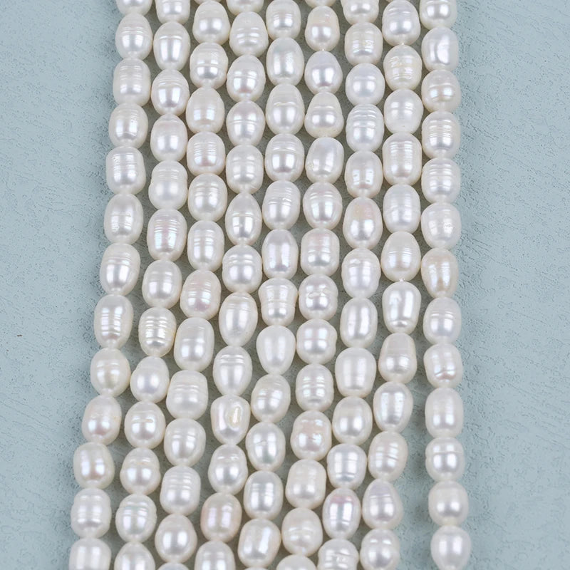 ZHUJI Wholesale 8-9mm Rice Pearl Necklace Shape Natural Freshwater Pearl Strands