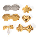 Waterproof 18K Gold Plated Stainless Steel Hair Clip Hair Accessories Shell Beach Bow Heart Pearl Flower Clip