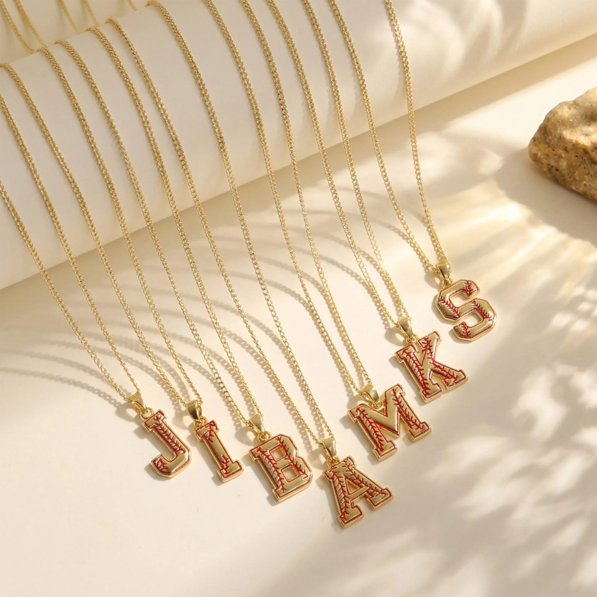 2026 New Baseball Initial Letter Pendant Necklace 18k Gold Plated Sport Inspired Jewelry Gift for Her/ Him