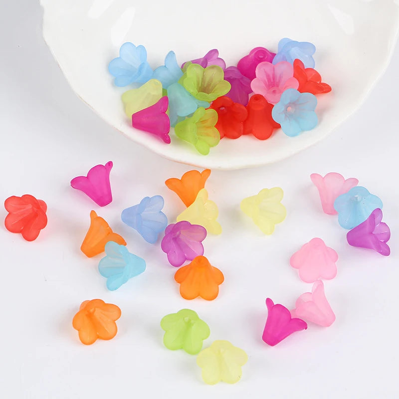 Wholesale 12mm Acrylic Frosted Flower Colorful Beads for DIY Hair Jewelry Making