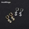 E046  Hip Hop CZ Earrings Brass Setting Zircon Stud Earrings