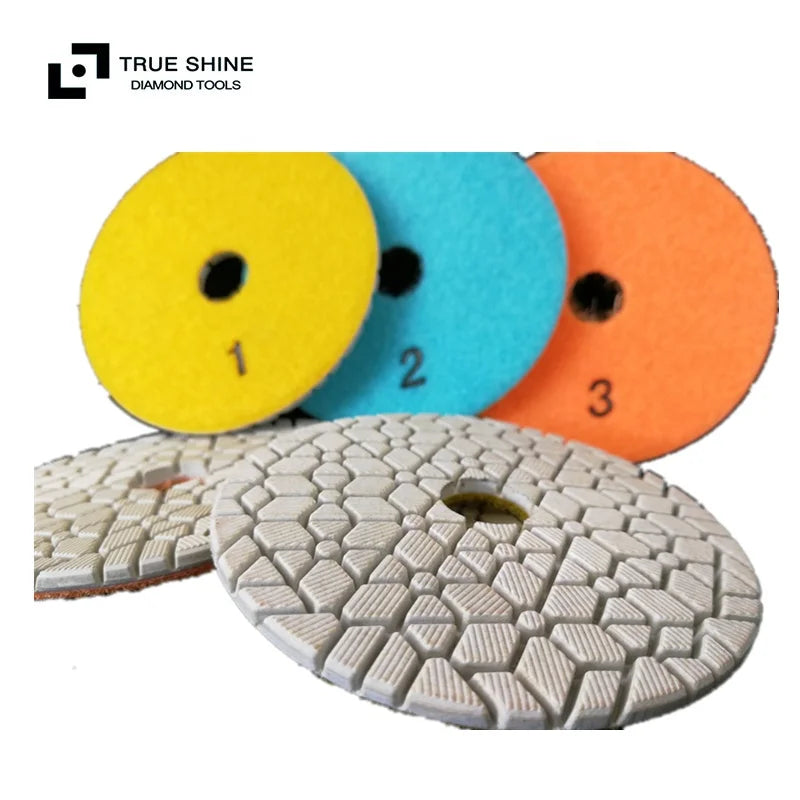 Granite Marble 3 Step Dry Diamond Buffing Pads OEM Customizable Grit #1-3 Polishing Pad