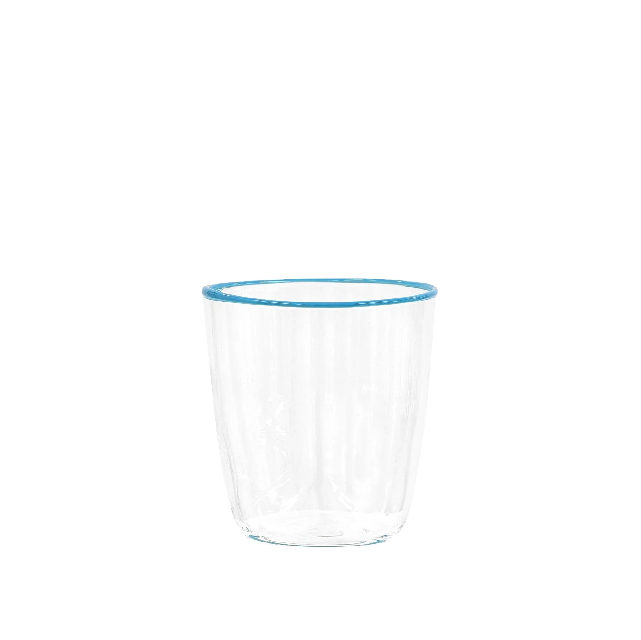 Custom Made Colored Hand-blown Small Glass Water Mug with Colored Rim