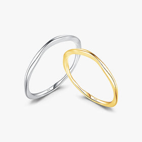 925 Sterling Silver Trendy Stacking Gold Color Fine Jewelry Simple Irregular Wrinkled Texture Rings for Women Girls