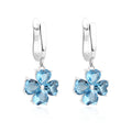 Fashion Clover Drop Earring Natural Swiss Blue Topaz Gemstone 925 Sterling Silver Earrings for Women