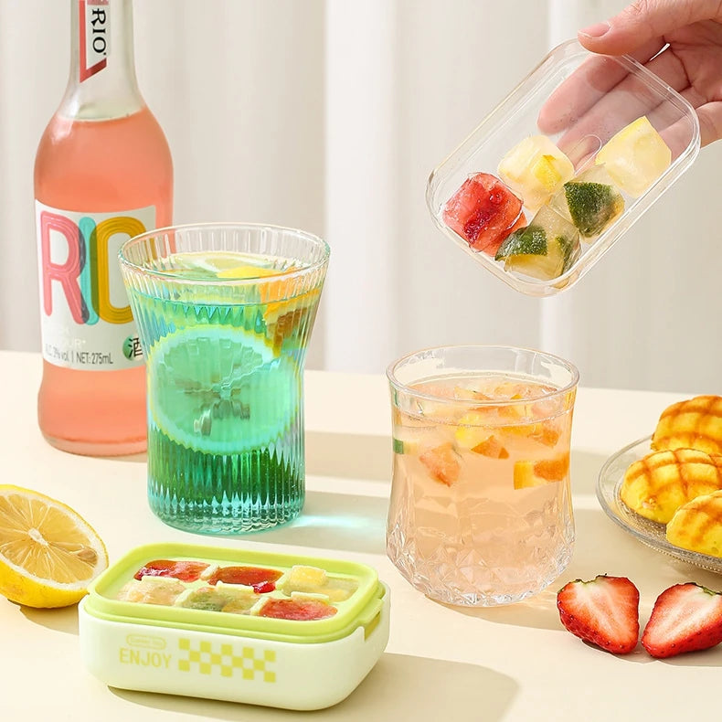 Household Food Grade Soft Silicone Ice Cube Mold Silicone Tray Press Type 6 Cells Mini Box for Home Use Ice Molds