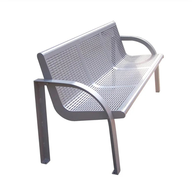 Outdoor Street Furniture Commercial Metal Bench Public Park Shopping Mall Steel Bench Seating Outside Garden Patio Seat Bench