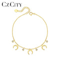 CZCITY Elegant Woman 925 Designer Korean Minimalist Silver Dainty Trendy Metal Parts Sterling Gold Charm Bracelet