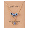 Personality Double Layers Evil Eye Card Necklace Gold Plated Women Casual Blue Eyes Rhinestone Pendant Choker Necklace Jewelry