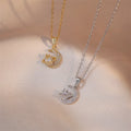 Wholesale Stainless Steel Geometric Light Luxury Design Star Moon Planet Pink Zircon Pendant Necklace