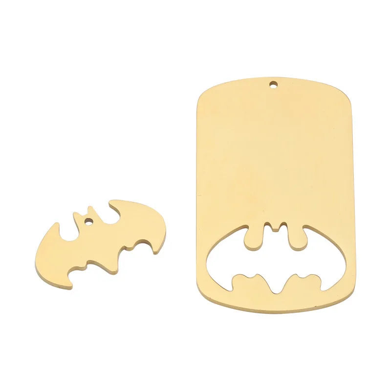 Hot Selling Mirror Stainless Steel Hollow Bat Army Brand Combination Set DIY Customizable Engraved Pendant Accessories