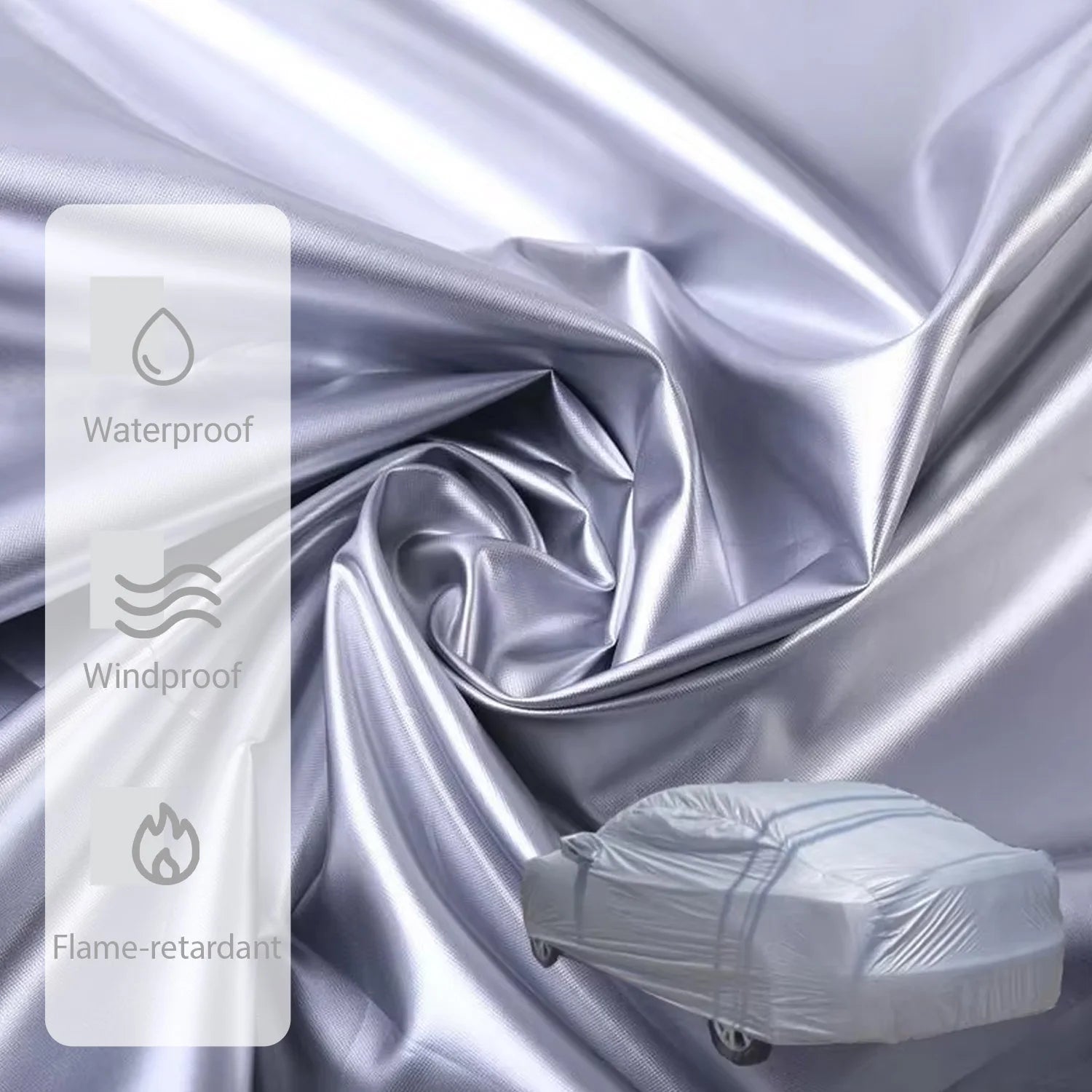 Eco-Friendly Quick-Dry Silver Reflective Car Cover Rain-Proof Sunscreen Waterproof Polyester Taffeta Fabric Outdoor Oil-Proof