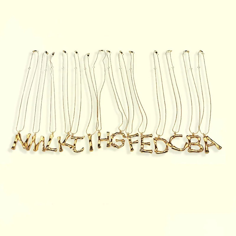 Jachon New Metal Personality Gold 26 English Alphabet Pendant Necklace Fashion Personalized Necklace