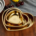 New Dining Plate Stainless Steel Storage Tray Dish Bread Dessert Plate Gold Heart Shaped Lovely Plate Desktop Decor