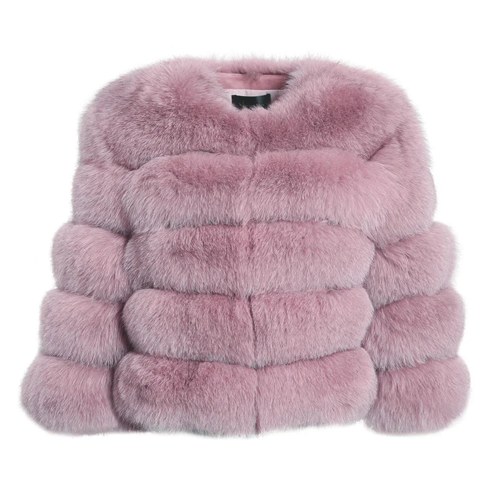 Luxury Custom Size Warm Thick Fur Outwear Fluffy Women Real Fox Fur Coat