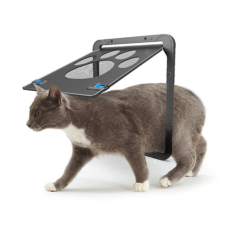 Pet Screen Door Lockable Magnetic Flap Screen Automatic Lockable Black Door for Puppy Dog and Cat Door