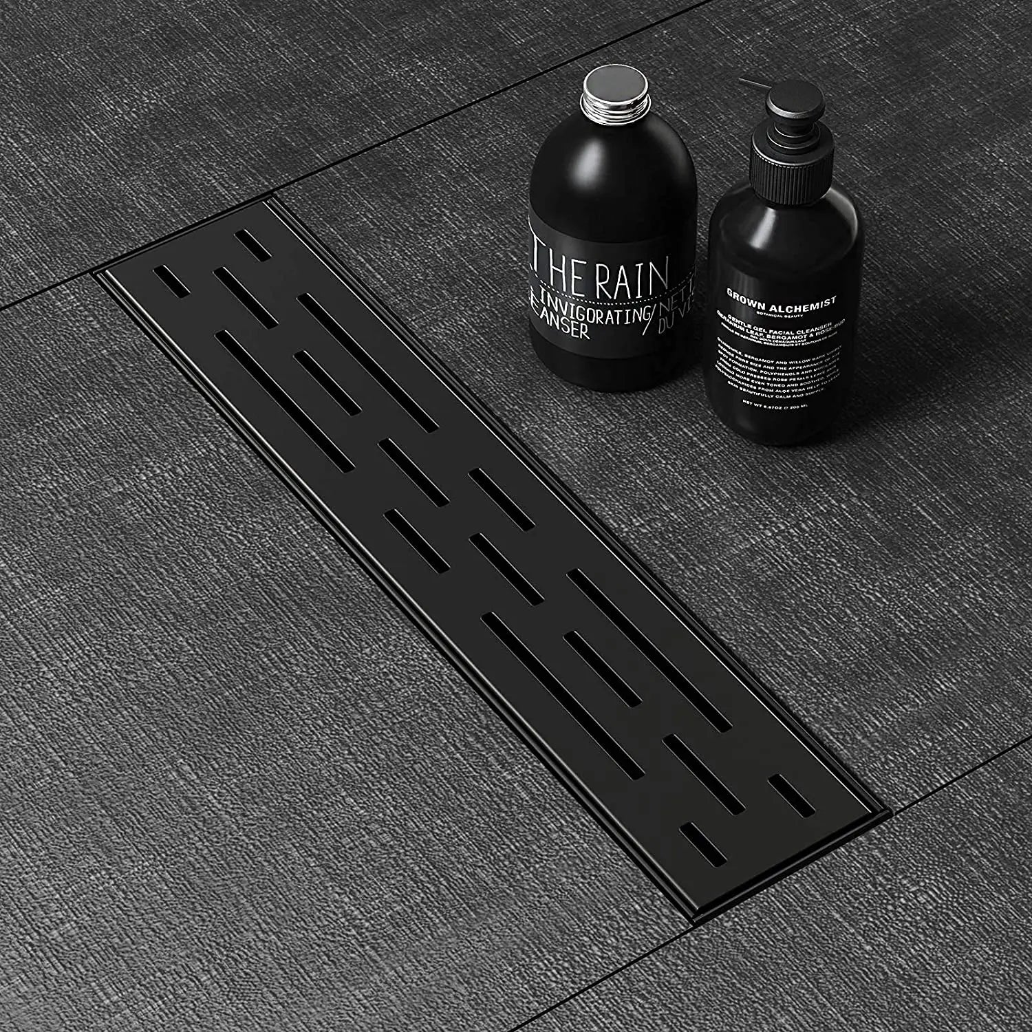 24 Inch Linear Shower Drain with Drain Base Rectangle Floor Drain with Adjustable Feet and Flange Accessories CUPC Certified