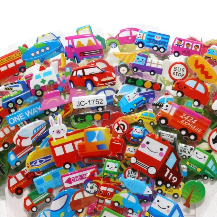 Puffy Sticker Vehicle Animal Fruit Queen Kindergarten for Children Kids Girl Reward Gift Souvenir 3D Bubble Stickers